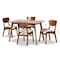 Baxton Studio Katya Mid-Century Modern Sand Fabric and Walnut Brown Finished Wood 5-Piece Dining Set 183-11636-11644-Zoro - alternate 6